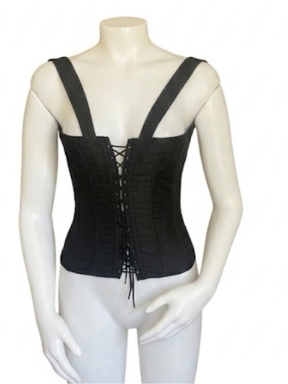 EMPIRE INTIMATES Black Corset Lace Up Front Zipper Back Size 36 Made In The USA